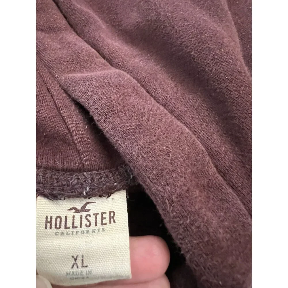 Hollister Hoodie Mens Adult XL Pullover‎ Zippered Sides Maroon Gray Sweater